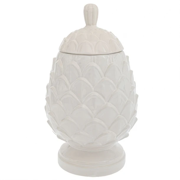 Διακοσμητικός Ανανάς Με Καπάκι Κεραμικός Λευκός 24x24x41εκ. iliadis  88082