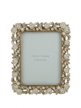 Κορνίζα Polyester Σαμπανί Με Μπεζ Τριαντάφυλλα 15x20εκ. Zen Collection 25.50.52356