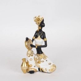 Διακοσμητική Επιτραπέζια Γυναικεία Φιγούρα Polyresin Χρυσή-Μαύρη-Λευκή 14x9x22,5εκ. ESTHETI 752-27047