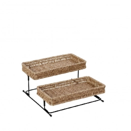 Καλάθι Σερβιρίσματος 2 Επιπέδων Ψάθινο Μπεζ ESPIEL 28x28x13εκ. KOD147