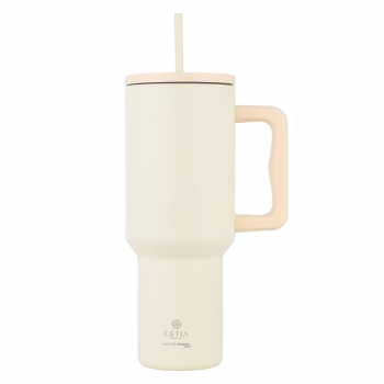Θερμός Ανοξείδωτος Straw Tumbler XL 14,5x10x26εκ.-1200ml Lily White Save The Aegean Estia 01-32197