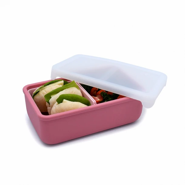 Φαγητοδοχείο Σιλικόνης Με 2 Χωρίσματα Bento Blush/Berry 700ml Melii MEL22320