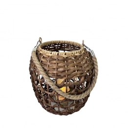 Φανάρι Ξύλινο Με Δοχείο Για Ρεσώ Καφέ-Natural ESPIEL 15x24x28εκ. NAF114