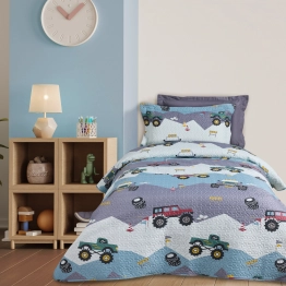 Κουβερλί Microfiber Μονό 160x240εκ. Kid Line 4926 Πράσινο-Γκρι Das Kids