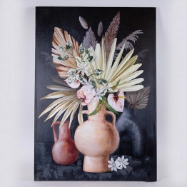 Πίνακας Καμβάς Βάζο Με Λουλούδια Multi-Μαύρος 70x3x100εκ. ESTHETI 755-12204