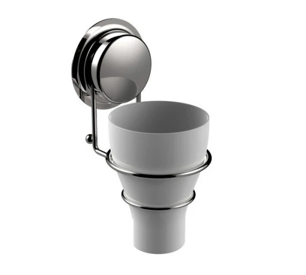 Ποτηροθήκη Επιτοίχια Με Βεντούζα 11x9x16,7εκ. Chrome-White Elementals Sealskin 66362360418