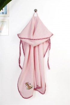 Κάπα Με Κέντημα Bebe 75x85εκ. Giraffe 171 Pink Dimcol