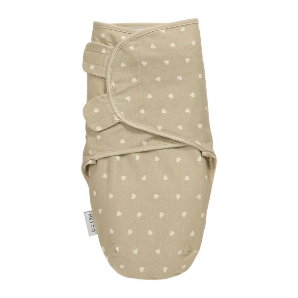 Υπνόσακος Βρεφικός Βαμβακερός 1.0Tog Ιδανικός Για Φάσκιωμα 0-3 Μηνών/50-62εκ. Swaddle Sweet Heart Sand Meyco MEY-155.225.CU.01A