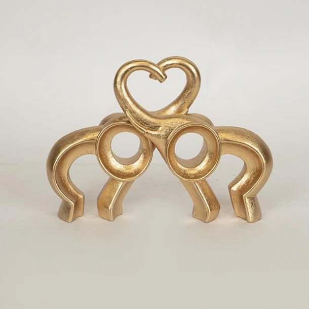 Διακοσμητικό Ζευγάρι Ελέφαντες Polyresin Χρυσό 24,2x5,5x17,3εκ. ESTHETI 752-11601