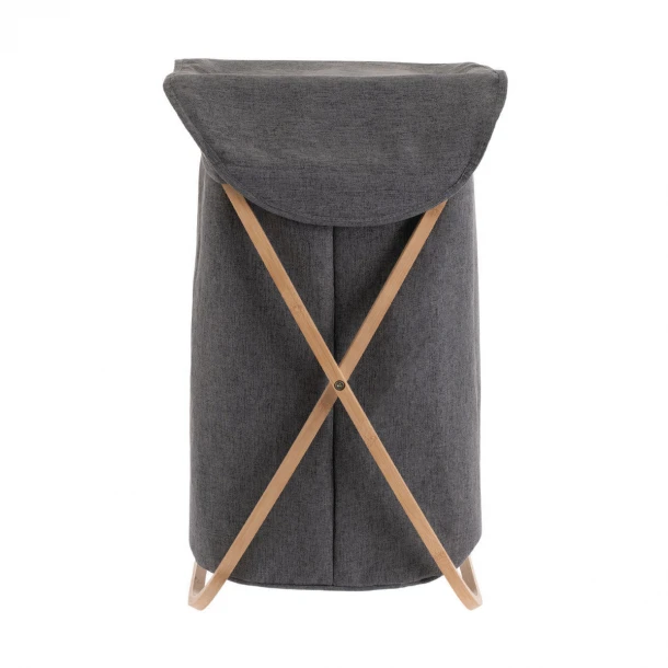 Καλάθι Απλύτων Πτυσσόμενο Bamboo-Polyester Γκρι Essentials Estia 40x40x70εκ. 02-13158