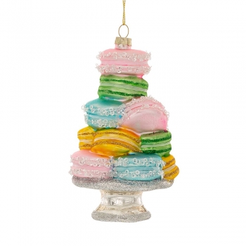Χριστουγεννιάτικα Macaron Κρεμαστά Γυάλινα 8x8x14εκ. iliadis 87583