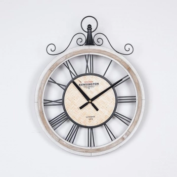 Ρολόι Τοίχου Ξύλινο-Μεταλλικό Αντικέ Natural-Μαύρο 40x4,5x50εκ. ESTHETI 753-10049