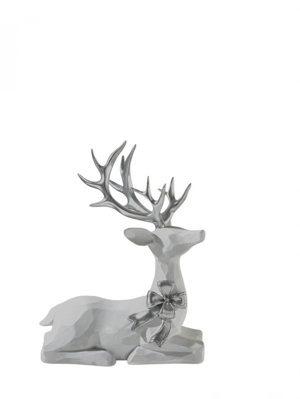 Χριστουγεννιάτικος Διακοσμητικός Τάρανδος Polyester Λευκός-Ασημί 14,5x9x8,5εκ. Zen Collection 25.42.51983