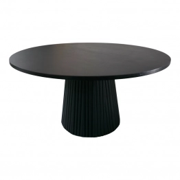 Τραπέζι σαλονιού Canicule I pakoworld μασίφ ξύλο ακακίας σε μαύρη απόχρωση Φ80x40εκ