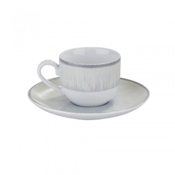 Σετ 6τμχ Φλυτζάνια Καφέ Πορσελάνης 90ml Water Lily Grey Oriana Ferelli PR243366410