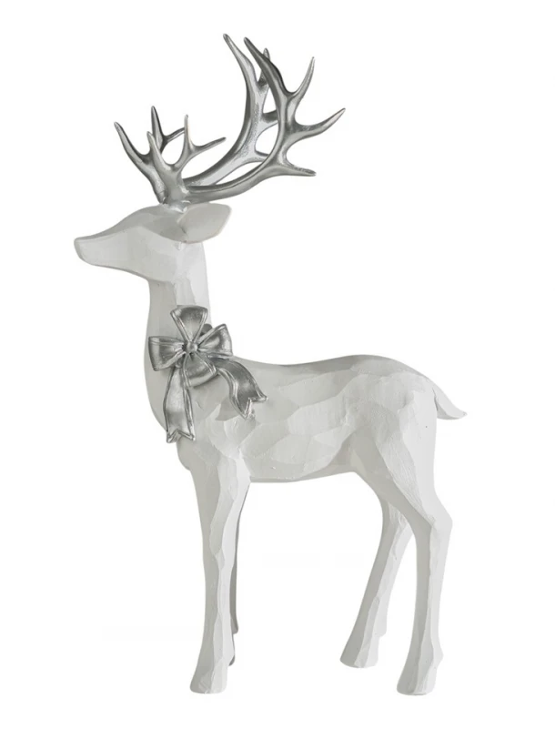 Χριστουγεννιάτικος Διακοσμητικός Τάρανδος Polyester Λευκός-Ασημί 17,7x7,2x29,5εκ. Zen Collection 25.42.51981