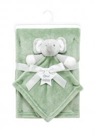 Σετ Κουβέρτα Fleece Αγκαλιάς-Λίκνου 75x100εκ. Με Νάνι-Πανάκι Παρηγοριάς 33x33εκ. Elephant 07 Green Dimcol