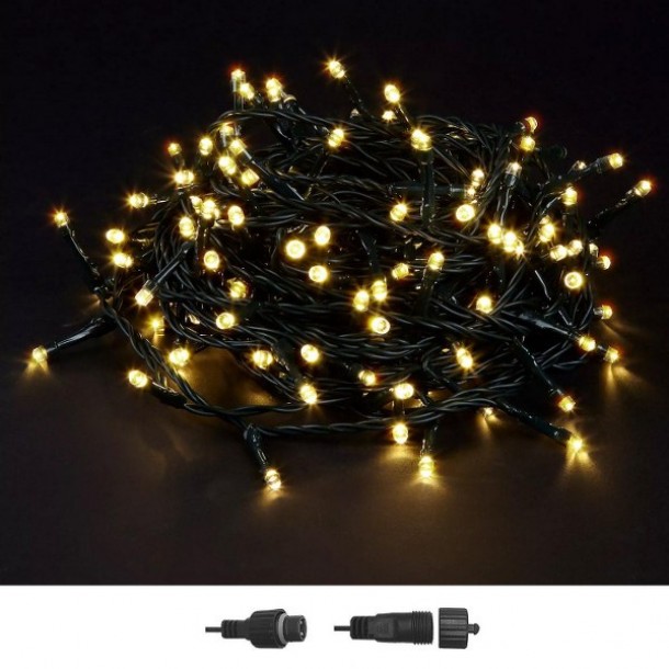 Λαμπάκια 100Led-5μ. Θερμό Λευκό Φως Επεκτεινόμενα Με Πρόγραμμα Xmas fest 93-3478