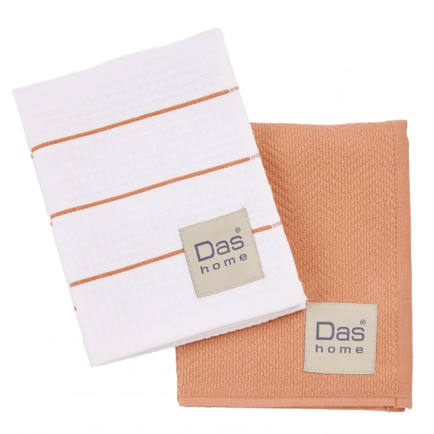 Ποτηρόπανο Σετ 2τμχ Βαμβακερό 30x50εκ. Kitchen 0831 Teraccota-White Das Home