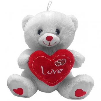 Αρκουδάκι Λούτρινο Λευκό Με Καρδιά 30εκ. ToyMarkt 79-530