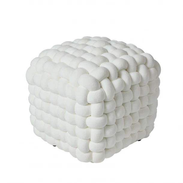 Πουφ Βελούδινο 43x43x40εκ. Deco 2275 Λευκό Das Home