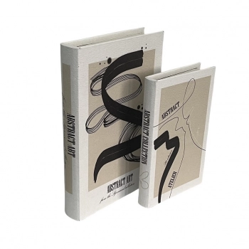 Διακοσμητικό Κουτί Βιβλίο Σετ 2τμχ Ξύλινο Μπεζ ESPIEL 30x20x6,5εκ.-24x15x4,5εκ. KOB201