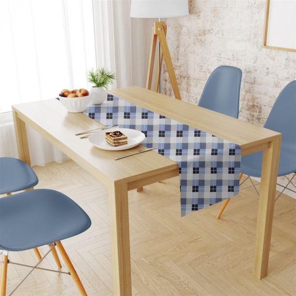 Runner Αλέκιαστο Polycotton 40x180εκ. Checkered 468 Blue DimCol