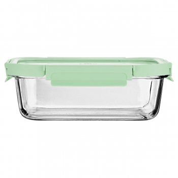 Φαγητοδοχείο Γυάλινο Με Καπάκι Πλαστικό 1520ml/23,5x17,8x7,6εκ. Click & Seal Mint Estia 01-26585