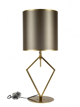 Φωτιστικό Επιτραπέζιο Χρυσό Με Καφέ Καπέλο & Χρυσές Ρίγες 26x67εκ. Zen Collection 24.35.51140