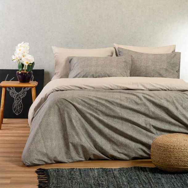 Παπλωματοθήκη Βαμβακερή Υπέρδιπλη 225x245εκ. Luca Grey Ultra Line Melinen 20005531