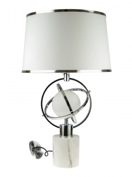 Φωτιστικό Επιτραπέζιο Ασημί-Λευκό Με Ρίγες & Μαρμάρινη Βάση 40x70εκ. Zen Collection 24.35.51134