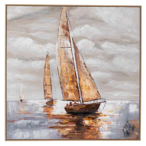 Πίνακας Καμβάς Ελαιογραφία Sail Boat Σε Κορνίζα 100x100εκ. iliadis 92731