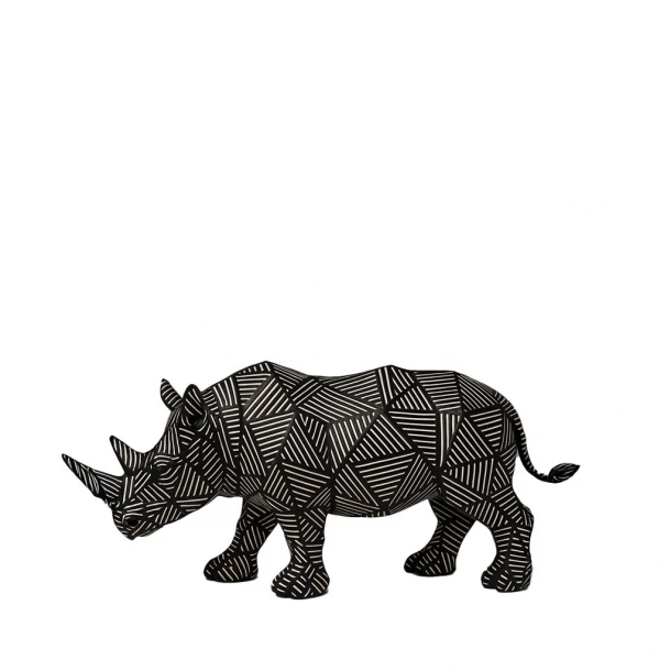 Διακοσμητική Επιτραπέζια Γεωμετρική Φιγούρα Ρινόκερος Polyresin Μαύρη ESPIEL 25,5x8,3x13εκ. CIN106