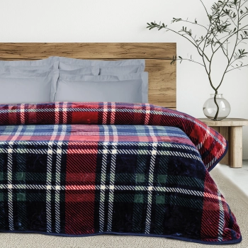 Κουβέρτα Βελουτέ Υπέδιπλή 220x240εκ. Blankets 1385 Καρό Das Home