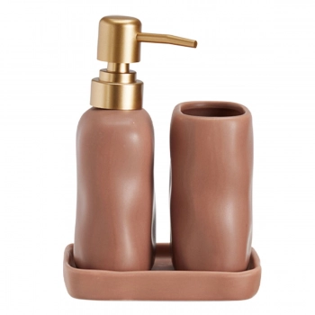 Σετ Μπάνιου 3τμχ Stoneware Pink 7631U MRShome 0093002