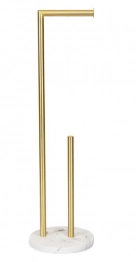 Χαρτοθήκη Επιδαπέδια Μεταλλική-Κεραμική Λευκή-Χρυσή Dokka 20,5x73,5εκ. Homla 164262