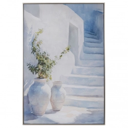 Πίνακας Καμβάς Greek Island Σε Μαύρη-Ασημί Κορνίζα 80x120εκ. iliadis 92697