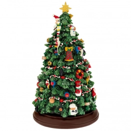 Χριστουγεννιάτικο Διακοσμητικό Δέντρο Polyresin Κουρδιστό Με Φως-Μουσική-Κίνηση 20x20x34εκ. iliadis 90496