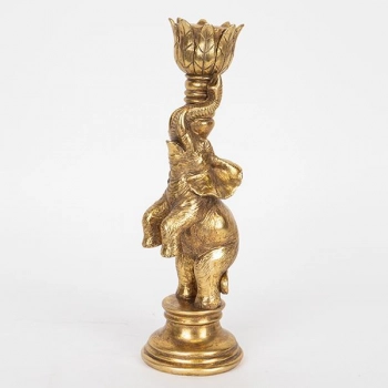 Κηροπήγιο Ελέφαντας Polyresin Αντικέ Χρυσό 8x8,5x27εκ. ESTHETI 752-26044