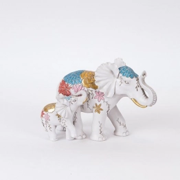 Διακοσμητικοί Ελέφαντες Polyresin Λευκοί Με Λουδούδια 22,5x12x16εκ. ESTHETI 752-11621