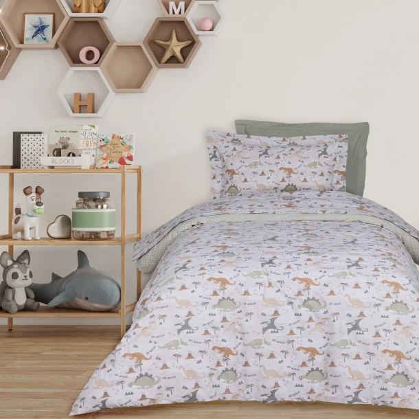 Σετ Σεντόνια Βαμβακερά Μονά 170x260εκ. Kid Line 4937 Μπεζ-Λαδί Das Kids