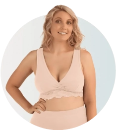 Δαντελένιο Σουτιέν Θηλασμού Κρουαζέ Βαμβακερό Organic Μπεζ Medium Carriwell CW255100