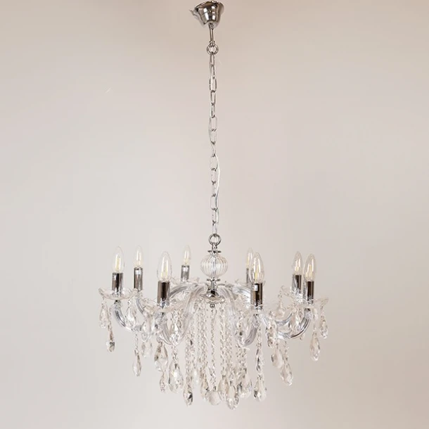 Πολυέλαιος Οροφής Με 8 Λάμπες Με Κρύσταλλα Διάφανα 60x50εκ. ESTHETI 757-12038