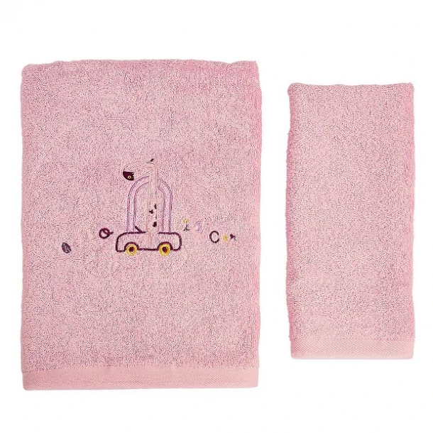 Σετ Πετσέτες 2τμχ Μπεμπέ Βαμβακερές Giraffe Pink 50261