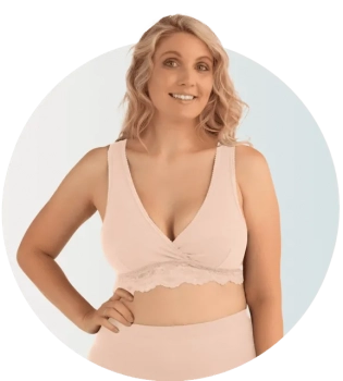 Δαντελένιο Σουτιέν Θηλασμού Κρουαζέ Βαμβακερό Organic Μπεζ Medium Carriwell CW255100