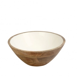 Σαλατιέρα Ξύλινη Μάνγκο Με Λευκή Επιφάνεια ESPIEL 26x10εκ. AKB102