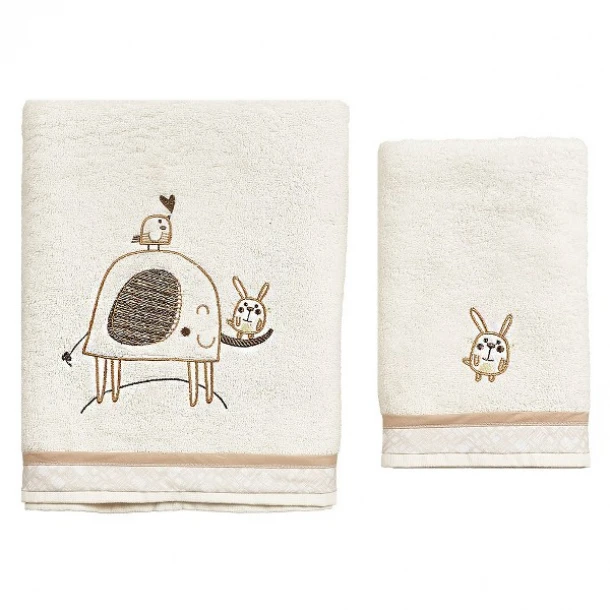 Σετ Πετσέτες 2τμχ Μπεμπέ Βαμβακερές Elephant Εκρού 59023