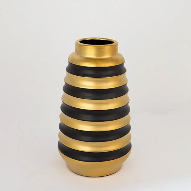 Βάζο Κεραμικό Μαύρο-Χρυσό 14x14x25εκ. ESTHETI 752-20068