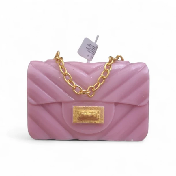 Λαμπάδα Χειροποίητη Τσαντάκι Ροζ Με Χρυσή Αλυσίδα 12x4x7,5/14εκ. LAB999