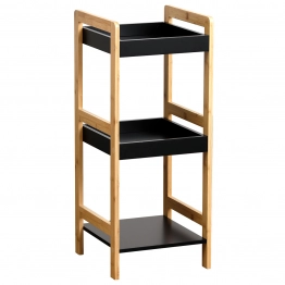 Ραφιέρα 3 Θέσεων Bamboo-MDF Μπεζ-Μαύρη 33x33x80εκ. MRShome 1145000